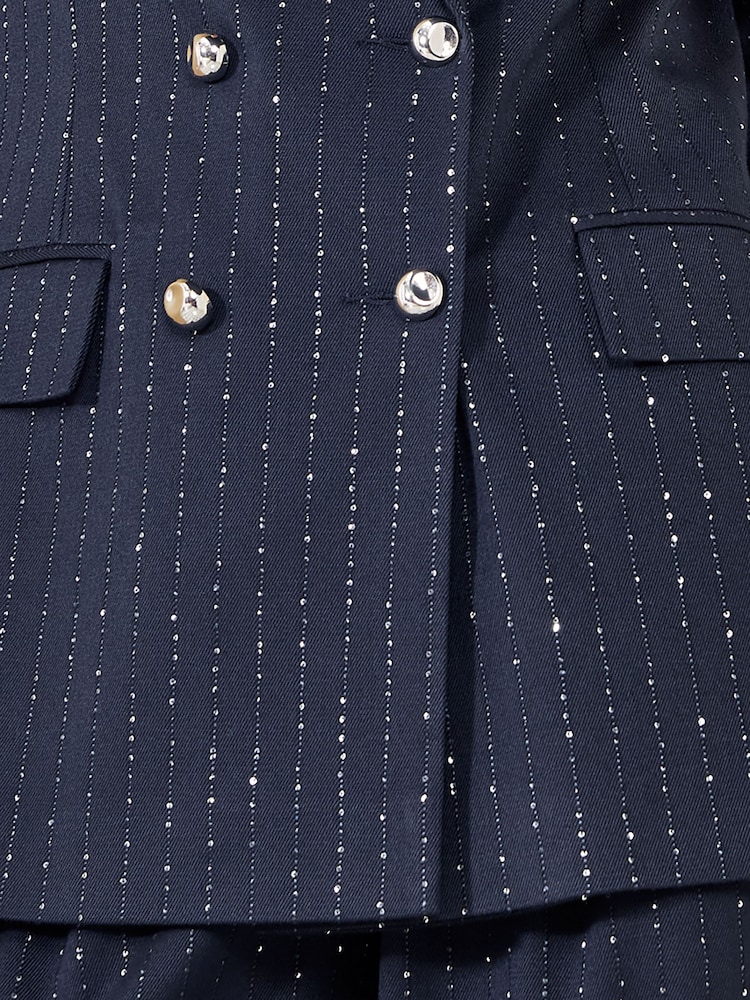 Темно-синій - Friends Like These Premium Sequin Pinstripe Blazer - Image 6 of 6