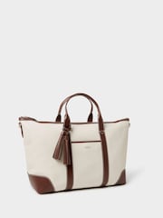 Osprey London Cream The Classic Savanna Leather Weekender Bag - Image 3 of 6