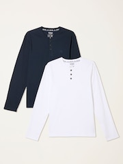 FatFace White 2 Pack Long Sleeve Henley - Image 1 of 2