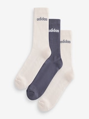 adidas White Linear Crew Cushioned Socks 3 Pair Pack - Image 1 of 4