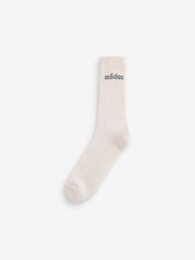 adidas White Linear Crew Cushioned Socks 3 Pair Pack - Image 2 of 4