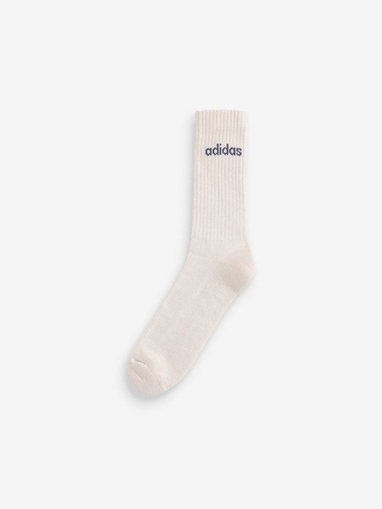 adidas White Linear Crew Cushioned Socks 3 Pair Pack - Image 2 of 4 adidas White Linear Crew Cushioned Socks 3 Pair Pack - Image 2 of 4