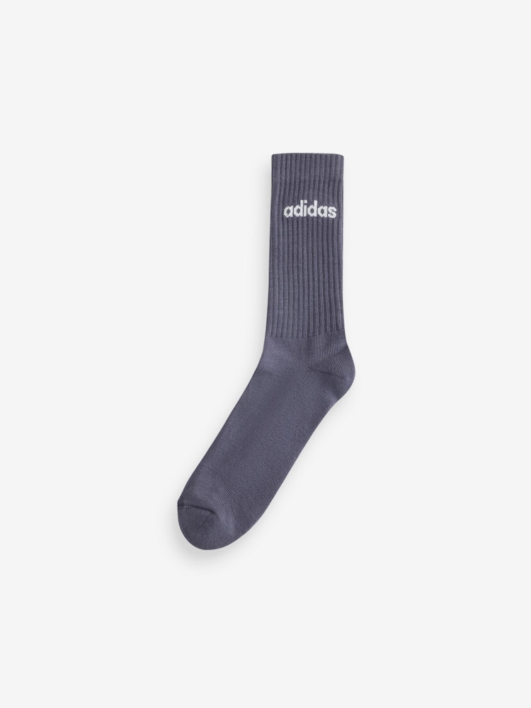 adidas White Linear Crew Cushioned Socks 3 Pair Pack - Image 4 of 4 adidas White Linear Crew Cushioned Socks 3 Pair Pack - Image 4 of 4