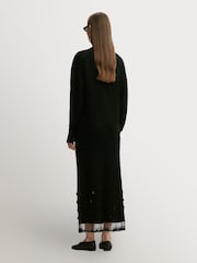 By Malene Birger Black Estilla Fringe Beaded Midi Skirt - Image 2 of 5