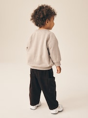 Bež - Soft Touch Plain Crew Neck Sweat Top (3mths-7yrs) - Slika 3 iz 4