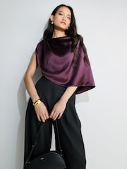 By Malene Birger Purple Pinlos Silk Twist Detail Coverup - Image 4 of 4