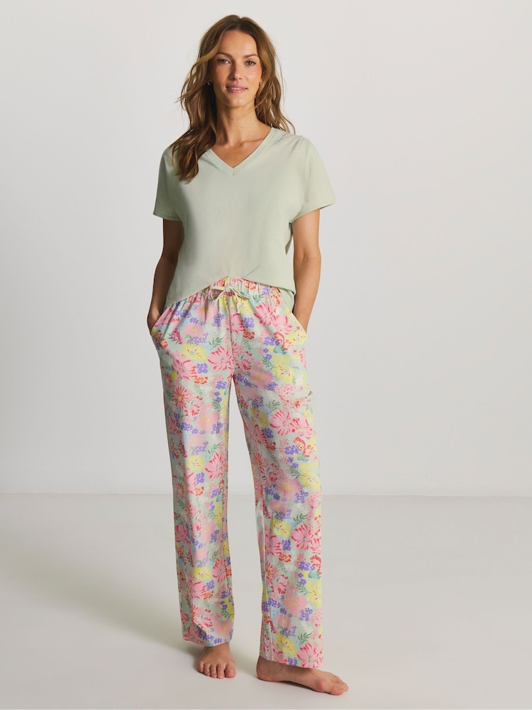 JD Williams Blue Floral Pyjamas Set - Image 1 of 4