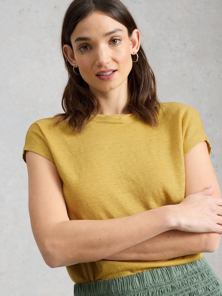 White Stuff Yellow Rowan Linen T-Shirt - Image 1 of 6 White Stuff Yellow Rowan Linen T-Shirt - Image 1 of 6