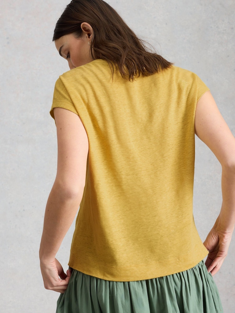 White Stuff Yellow Rowan Linen T-Shirt - Image 2 of 6 White Stuff Yellow Rowan Linen T-Shirt - Image 2 of 6