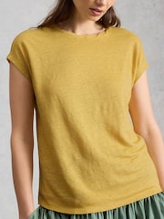 White Stuff Yellow Rowan Linen T-Shirt - Image 4 of 6