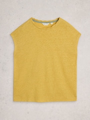 White Stuff Yellow Rowan Linen T-Shirt - Image 5 of 6