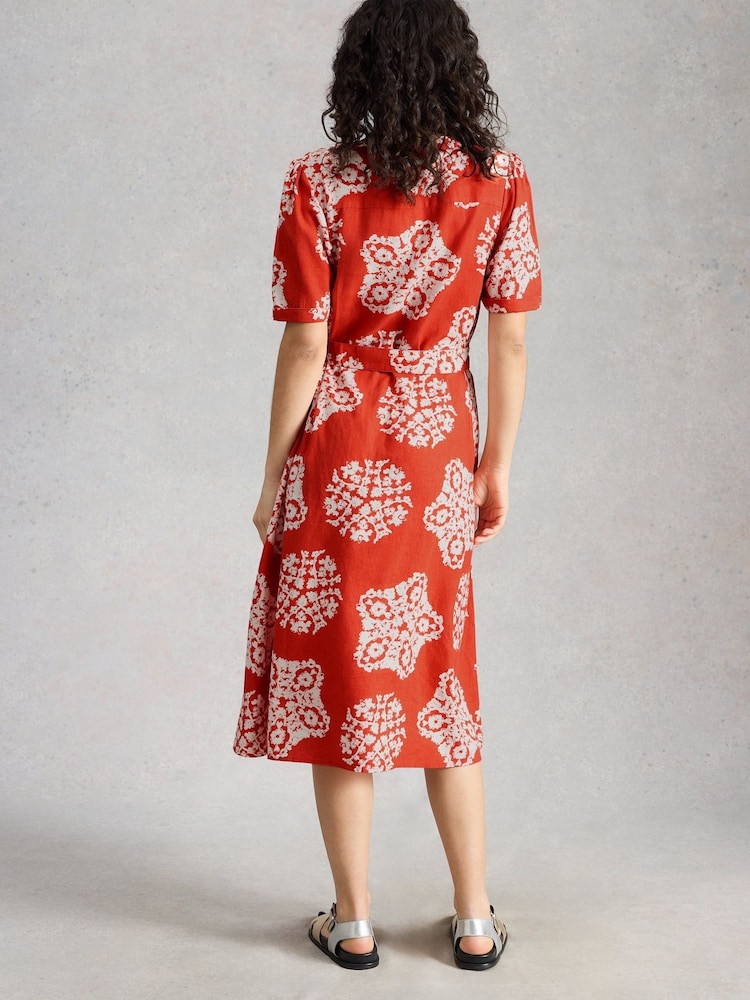 White Stuff Red Val Linen Blend Dress - Image 2 of 6