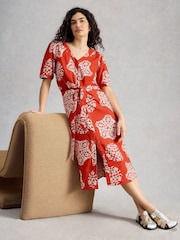 White Stuff Red Val Linen Blend Dress - Image 3 of 6