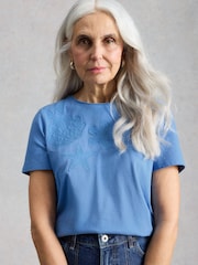 White Stuff Blue Abbie Embroidered T-Shirt - Image 1 of 6