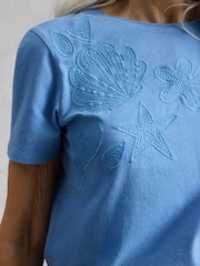 White Stuff Blue Abbie Embroidered T-Shirt - Image 4 of 6