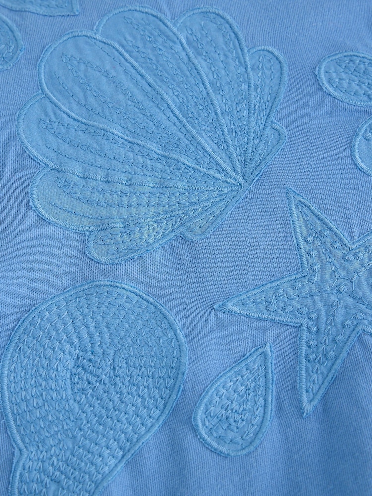 White Stuff Blue Abbie Embroidered T-Shirt - Image 6 of 6