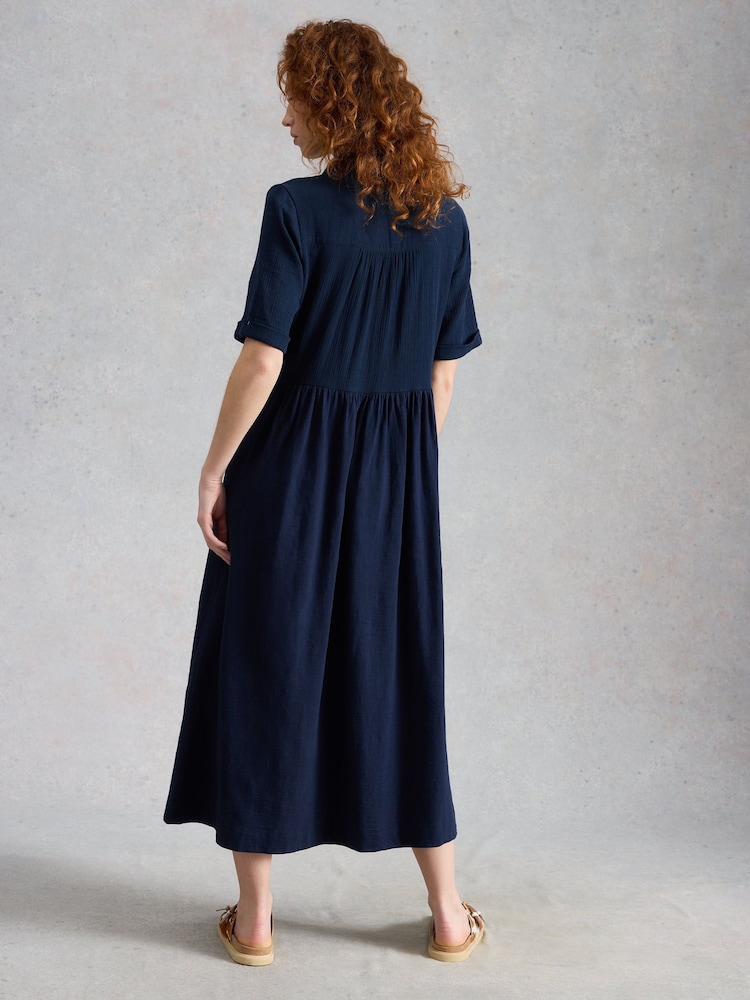 White Stuff Blue Rylee Double Cloth Shirt Dress - Image 2 of 6