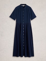 White Stuff Blue Rylee Double Cloth Shirt Dress - Image 5 of 6