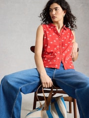 White Stuff Red Amy Emb Sleeveless Shirt - Image 4 of 6