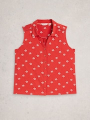 White Stuff Red Amy Emb Sleeveless Shirt - Image 6 of 6