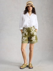 White Stuff Green Belle Linen Shorts - Image 2 of 6