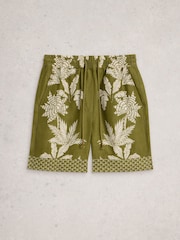 White Stuff Green Belle Linen Shorts - Image 5 of 6