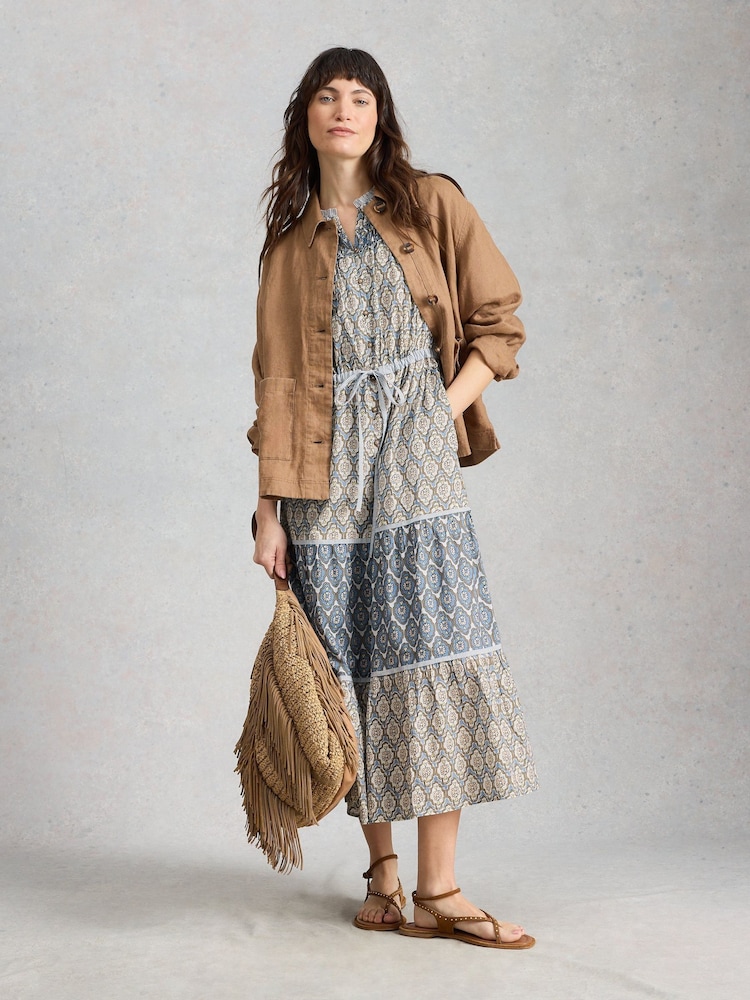 White Stuff Blue Ariel Midi Dress - Image 2 of 6