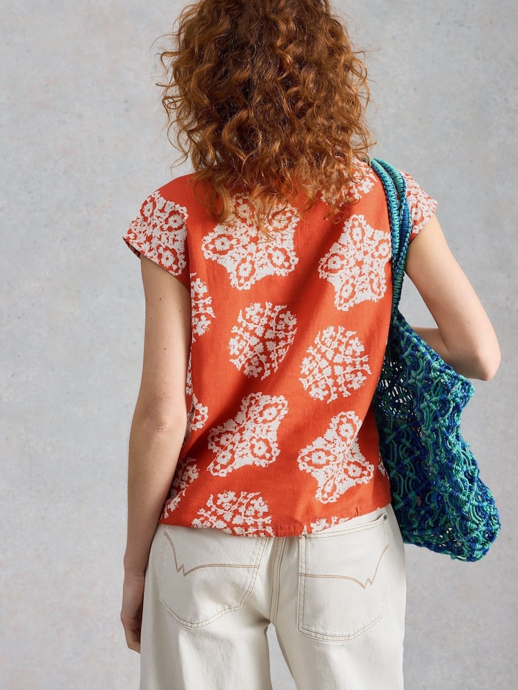 White Stuff Red Nicole Linen Blend Top - Image 2 of 6