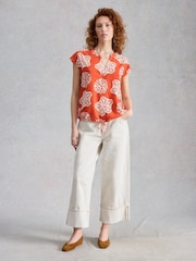 White Stuff Red Nicole Linen Blend Top - Image 4 of 6