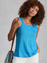 أزرق - White Stuff Scarlette Linen Vest - Image 1 of 6