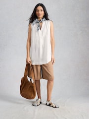 White Stuff White Bianca Sleeveless Linen Tunic - Image 1 of 6
