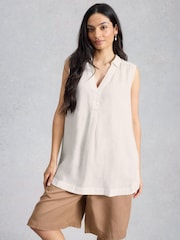 White Stuff White Bianca Sleeveless Linen Tunic - Image 2 of 6