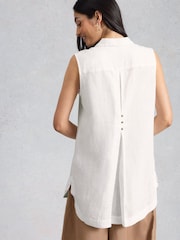 White Stuff White Bianca Sleeveless Linen Tunic - Image 3 of 6