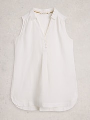 White Stuff White Bianca Sleeveless Linen Tunic - Image 5 of 6