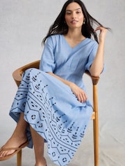 White Stuff Sky Blue Kate Linen Blend Dress - Image 1 of 6