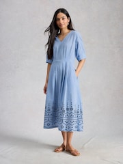 White Stuff Sky Blue Kate Linen Blend Dress - Image 2 of 6