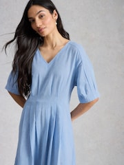White Stuff Sky Blue Kate Linen Blend Dress - Image 4 of 6