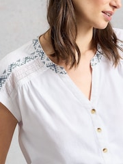 White Stuff White Billie Emb Button Shirt - Image 3 of 6