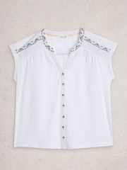 White Stuff White Billie Emb Button Shirt - Image 5 of 6