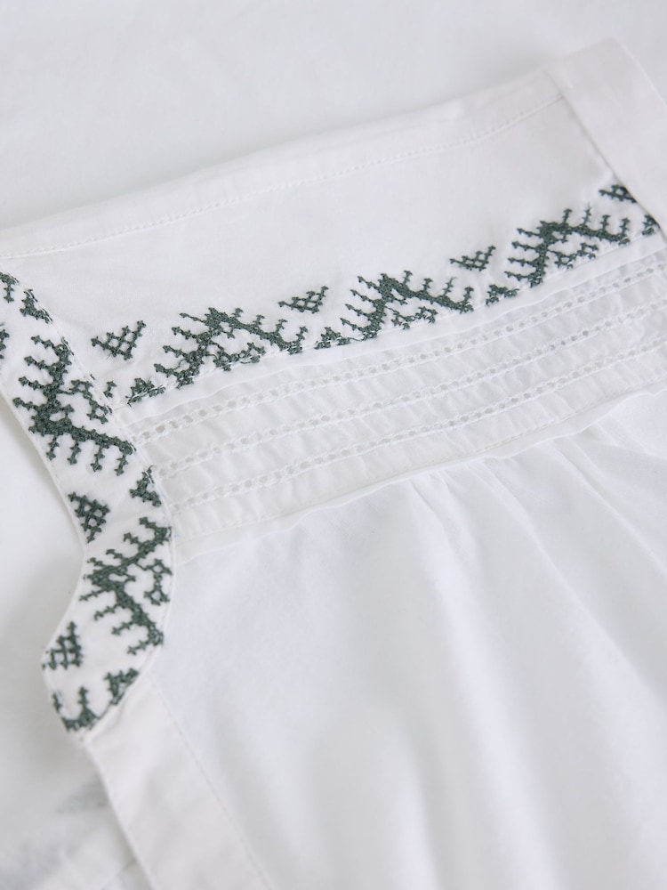 White Stuff White Billie Emb Button Shirt - Image 6 of 6