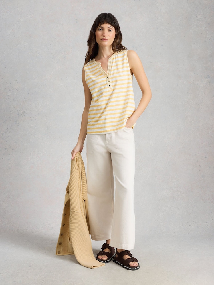 White Stuff Yellow Nora Notch Stripe Vest - Image 1 of 6