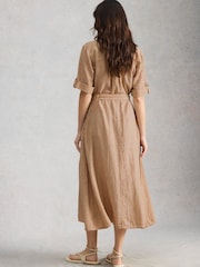 White Stuff Natural Tiff Linen Blend Shirt Dress - Image 2 of 6