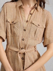 White Stuff Natural Tiff Linen Blend Shirt Dress - Image 3 of 6
