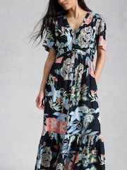 White Stuff Blue Phoebe Midi Dress - Image 4 of 6