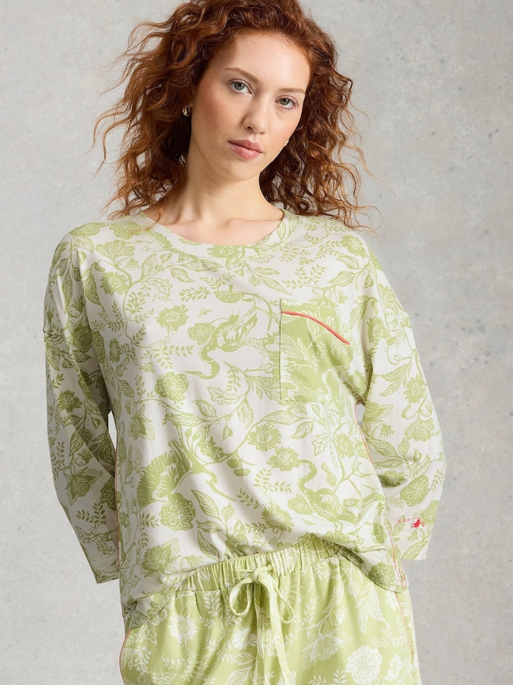 White Stuff Green Maya Boxy Printed Pyjamas - Image 1 of 6 White Stuff Green Maya Boxy Printed Pyjamas - Image 1 of 6