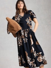 White Stuff Navy Blue Leah Jersey Dress - Image 4 of 6