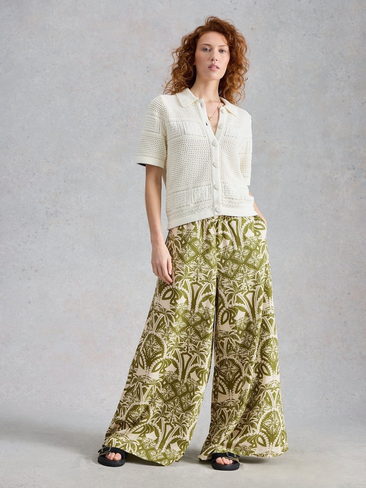 White Stuff Green Poppy Linen Blend Trousers - Image 1 of 6