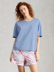 أزرق - White Stuff Maya Boxy Pyjamas T-Shirt - صورة 1 من 6