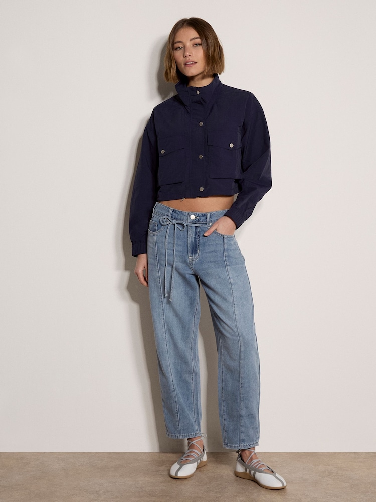 Apricot Blue Mai Tie Detail Straight Leg Jeans - Image 1 of 5