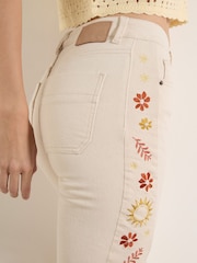 Apricot Cream Lulu Floral Embroidered Flare Jeans - Image 3 of 6